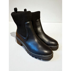 Kensie Boot Carolane Sweater Bootie Faux Leather Block Heel Size 9.5 NWOB C2